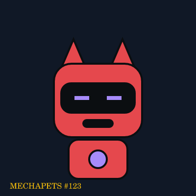 Mecha Cat #123, crimson with an ion core